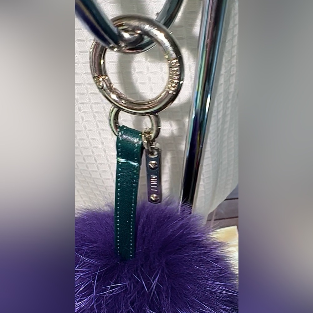 NWOT Authentic Fendi Multicolored Stripe XL Genuine Fox Fur Bag Charm - Picture 8 of 10